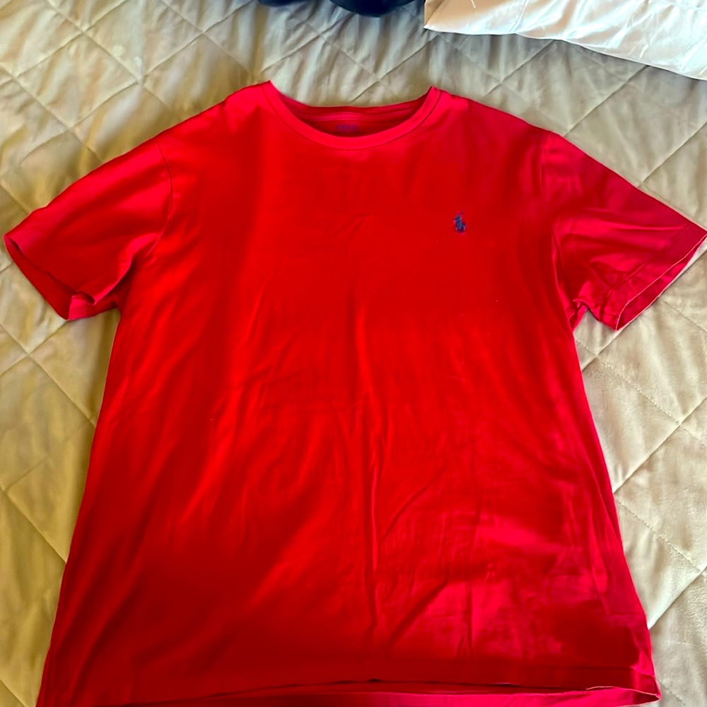 Red polo shirt. Used once. No defects.